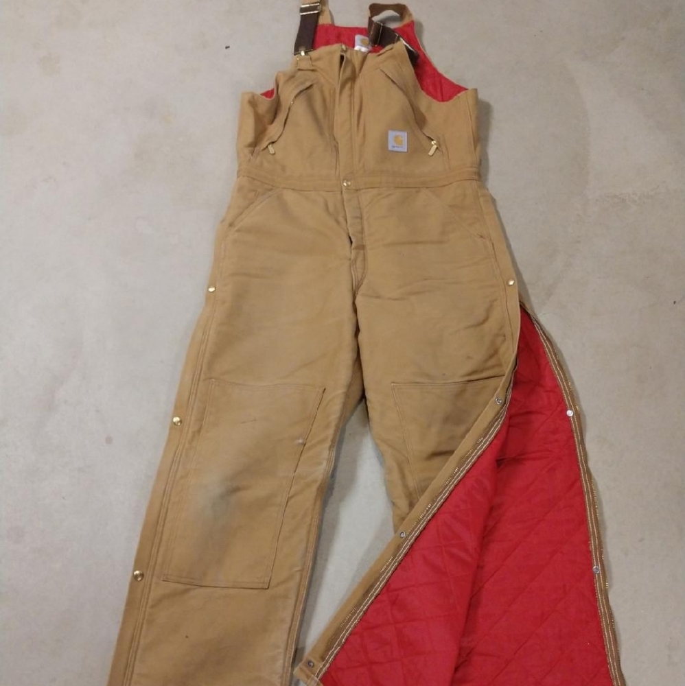 Carhartt Men's Quilt Lined Zip To Thigh Bib Overalls 36 x 32